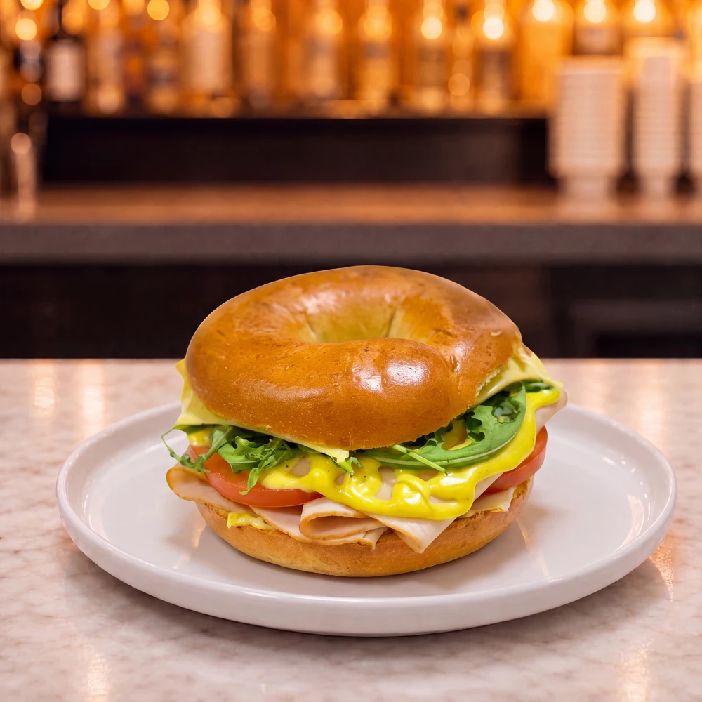 Turkey and Cheese Bagel / بيغل بالديك الرومي والجبن